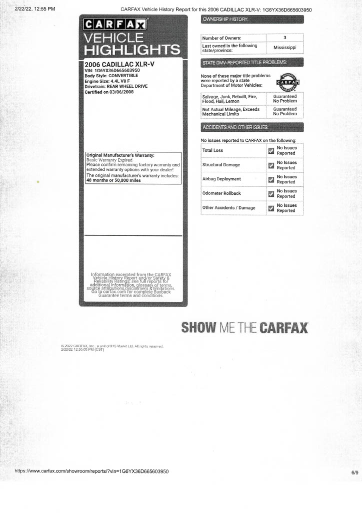 2006 Cadillac XLR-V Carfax1024_6