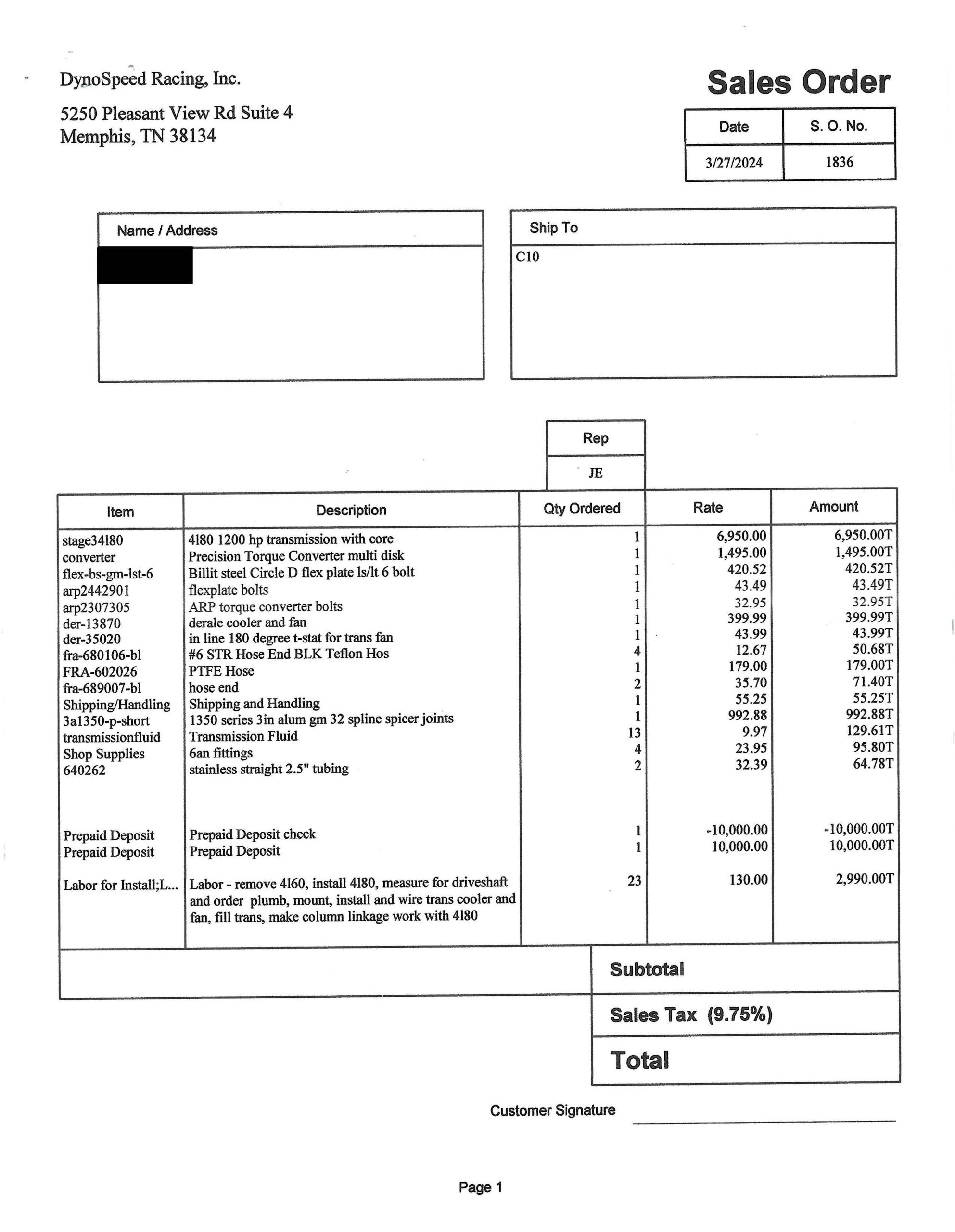 1968 Chevrolet C10 Custom 147490 Receipt_Redacted_Page_1 1968 Chevrolet C10 Custom 147490 Receipt_Redacted_Page_1