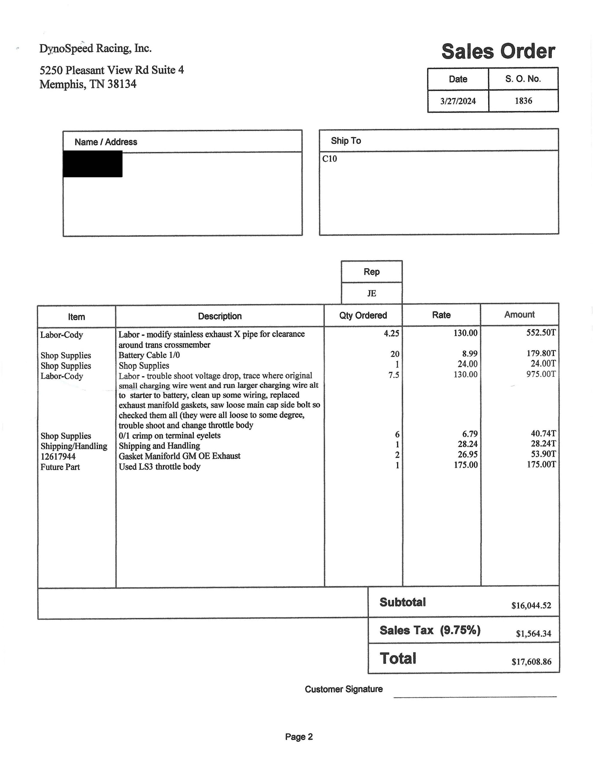 1968 Chevrolet C10 Custom 147490 Receipt_Redacted_Page_2 1968 Chevrolet C10 Custom 147490 Receipt_Redacted_Page_2
